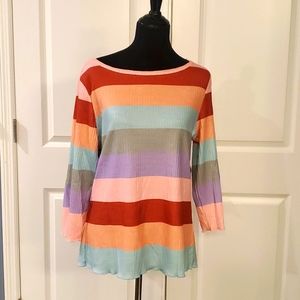 Gorgeous Luuske 3/4 Sleeves Lightweight Sweater, Multi-Colored 1X